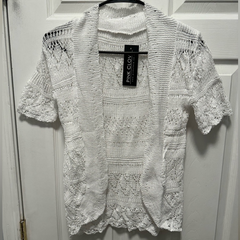 Pink‎ Clove Women's Crochet Knit Open Bolero, Short Sleeve Shrug, Size M,…